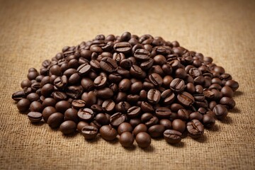 Fototapeta premium araffes of coffee beans on a burlock cloth