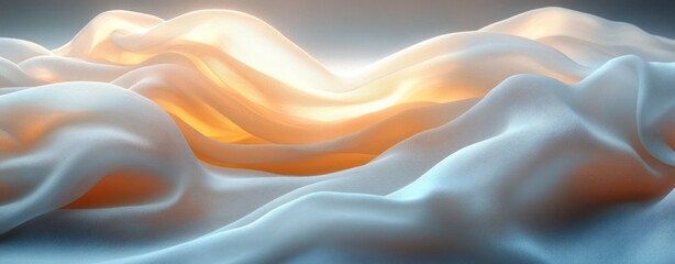 Obraz premium Abstract Flowing White Fabric Gentle Curves Minimalist Ethereal Light Background