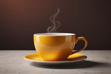 there is a cup of coffee with steam rising out of it