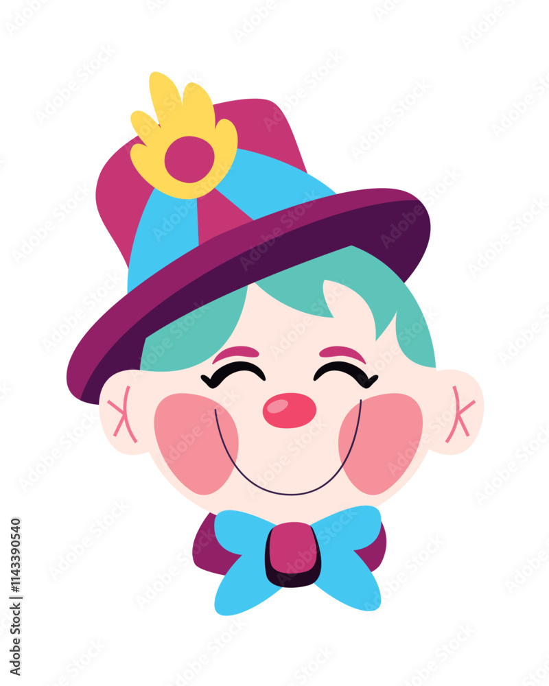 Poster happy clown head character