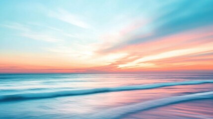 Obraz premium Serene Sunrise Over Tranquil Ocean Waves in Pastel Colors