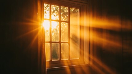 Sunlight streaming through a window, creating warm rays and a serene atmosphere.