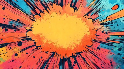 A vibrant explosion of colors with a central blank space, ideal for graphic design.