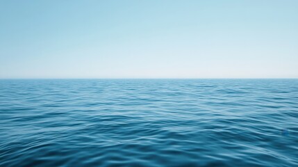 Obraz premium Tranquil Blue Ocean with Clear Sky and Gentle Waves at Horizon