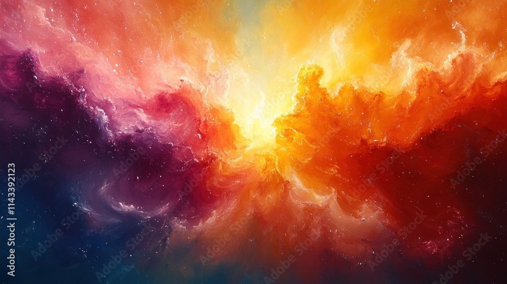 Poster Colorful Abstract Explosion with Vibrant Patterns and Dynamic Swirls