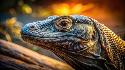 Fototapeta premium Komodo Dragon Minimalist Photography: Island Reptile, Indonesian Lizard, Wild Animal Portrait, Closeup, Minimalist Background