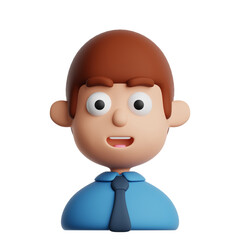3D cartoon character man wearing blue formal wear isolated on transparent background. Businessman avatar icon.