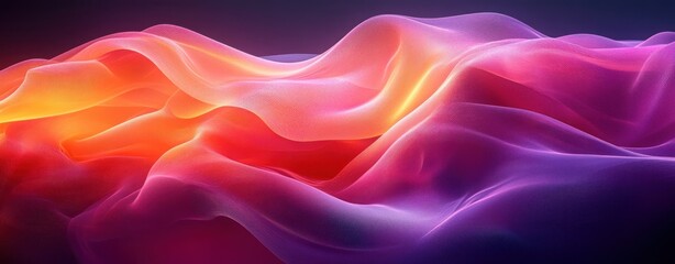 Fototapeta premium Abstract Vibrant Sculpture with Purple and Orange Light Minimalistic Design