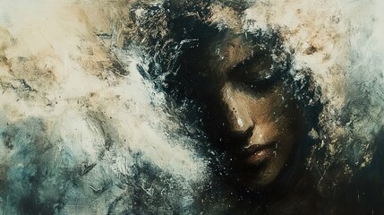 Fototapeta premium Abstract Portrait of a Woman: A Study in Shadows and Light