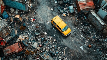 Aerial View of Urban Pollution and Waste