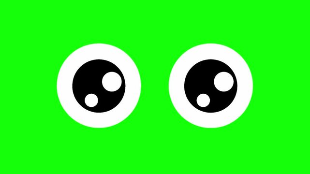 Green screen animation of blinking cartoon eyes. Suitable for animation and video making needs.