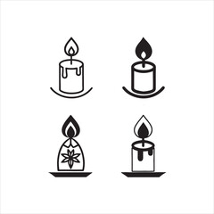 Candle icon set. Candle icon   silhouette vector isolated. Elegant Set Candle Silhouettes: Vector Collection. 