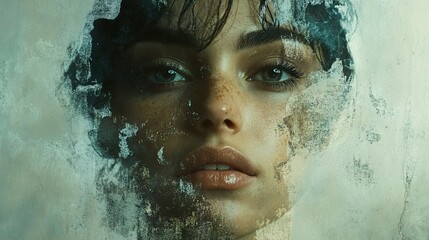 Mysterious Woman: A Dreamy Portrait Through Glass