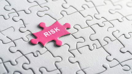 Obraz premium A puzzle with one piece labeled Risk missing, project executio