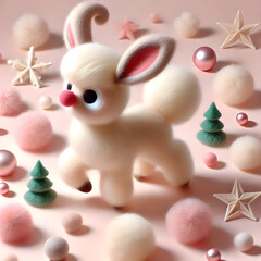 A cute Rudolph character in warm felt material 따뜻한 팰트소재의 귀여운 루돌프 캐릭터,Generative AI