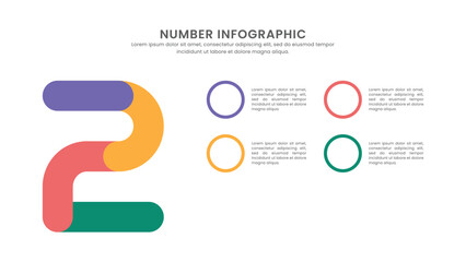 Modern Number 2 infographic with 4 options. Number Infographic.