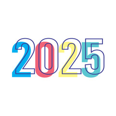 Number New Year Party 2025 Cartoon Vector Icon Illustration. People Holiday Icon Concept Isolated Premium Vector. Flat Cartoon Style