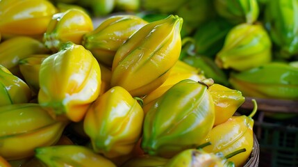 Fresh Starfruit Harvest: A Vibrant Display of Tropical Fruit