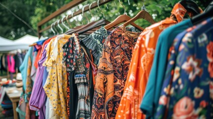 Obraz premium Summer clothes on the market, AI generated image