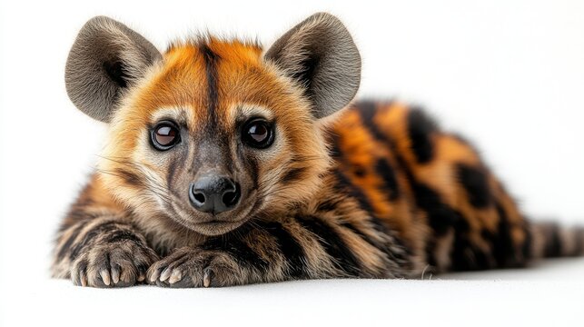 photo of striped hyen isolated on white background striped hyena
