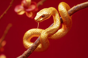 Obraz premium Gold snake 3d illustration wallpaper background