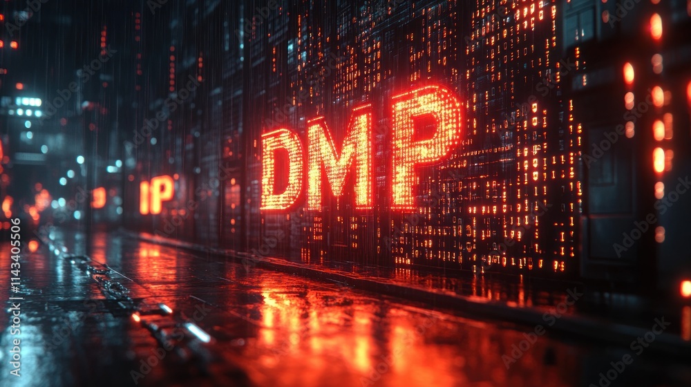 Fototapete Binary Code in Futuristic Digital Art Representing Data Management Platform Concept