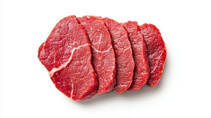 Fototapeta premium Nutrient-Rich Beef Slice with Detailed Calorie Breakdown Isolated on White Background