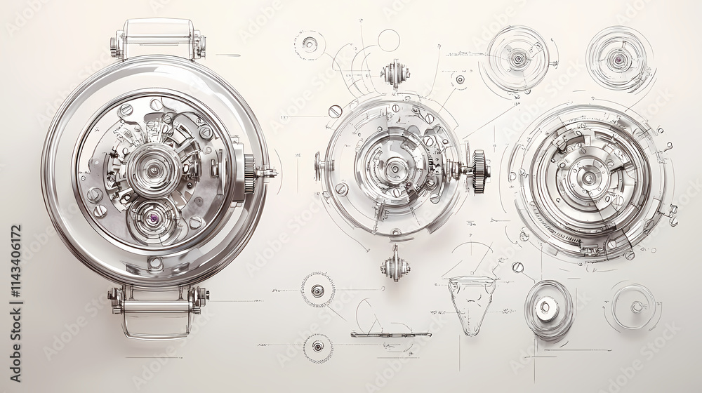 Wall mural exploded view of mechanical watch parts a detailed examination of precision timekeeping mechanisms a