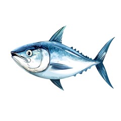 Fototapeta premium A Vibrant Illustration of a Tuna Fish, Isolated on White Background.