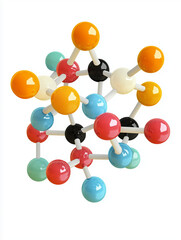 tiny colorful Molecular Structure isolated on white