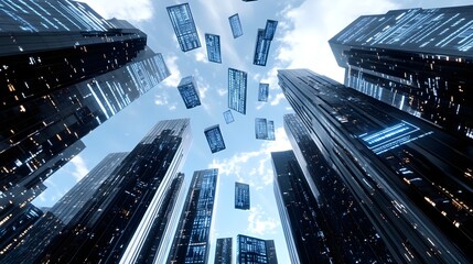 futuristic cityscape: digital skyscrapers - futuristic cityscapes