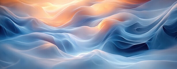 Obraz premium Minimalist Abstract Flowing Lines and Curves in Blue and White with Gradient Lighting