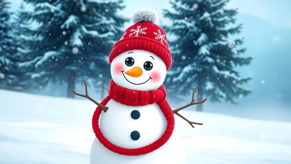 Fototapeta premium Cute Snowman Winter Wonderland Christmas Holiday