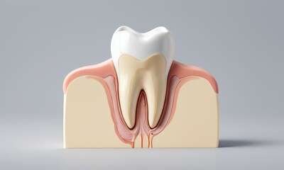 Anatomy of a Tooth: A cross-section of a human tooth, revealing its intricate structure and the complexities of dental health.  