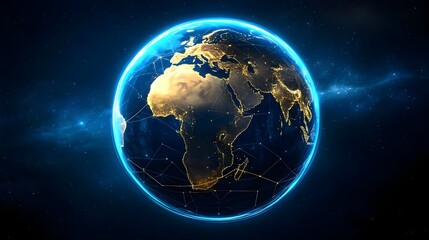 Obraz premium global network, earth at night, digital world - futuristic technol.