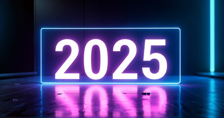 Futuristic Hologram Countdown Clock with "2025"