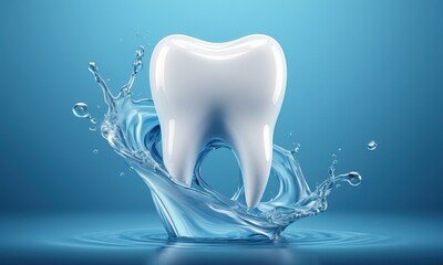  Sparkling Clean Tooth in Water Splash 
