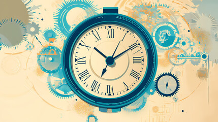 Chrono efficiency: symbolic clock design inspiring time management mastery. Chronos. Illustration