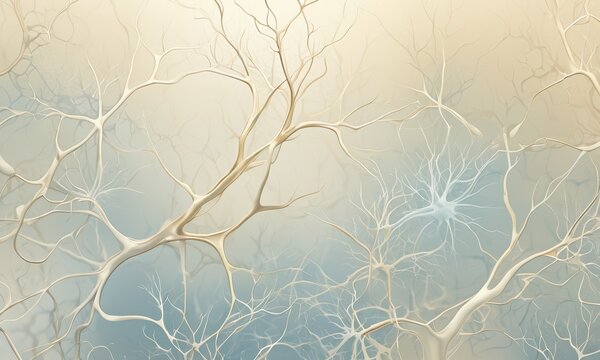 Neural Network Abstract: Intricate network of neurons, a mesmerizing digital art piece exploring the beauty of the human brain and neural connections.  Evokes feelings of complexity, wonder.