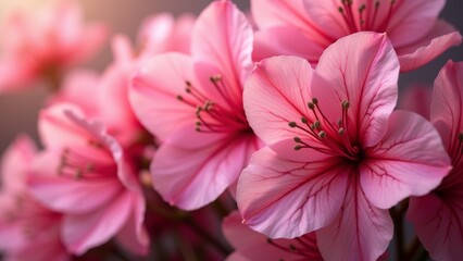 The image is a close-up of a group of pink flowers. The flowers are in full bloom and have multiple layers of petals that are a soft pink color.