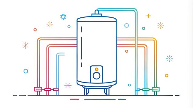 recommend clip art: Water Heater Line Drawing: Plumbing Service & Home Appliance Boiler Illustration
