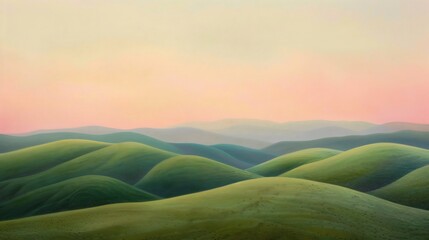 Rolling Green Hills at Sunset