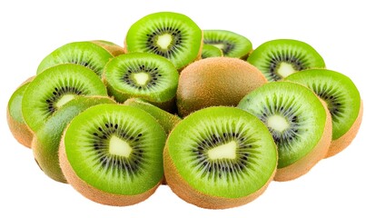 Fototapeta premium Group of cut kiwifruit, one whole.