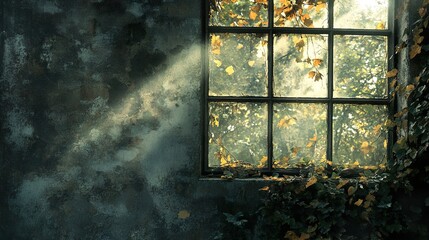 Naklejka premium Autumn Sunlight Through Old Window
