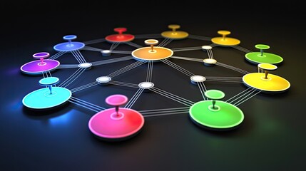 A conceptual image of a network diagram showing cloud services, with bright colors representing data flow and a sleek, modern style enhancing the visual appeal.