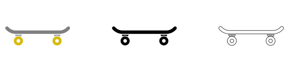 skateboard vector pictogram sign icon symbol ui and ux design, glyphs and stroke line	