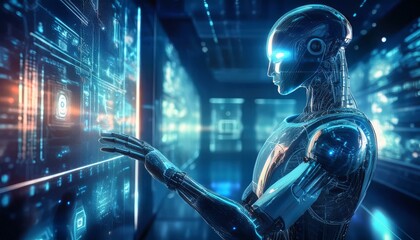 AI interaction with futuristic interface 