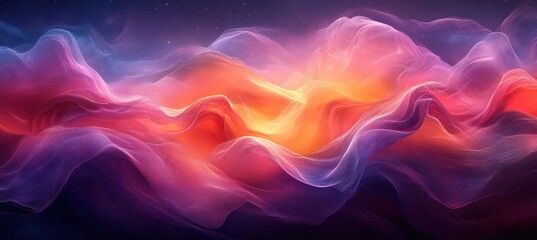 Vibrant Abstract Wave Background with Neon Lights and Gradient Flowing Colors