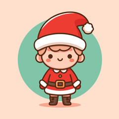 vector image of a small child wearing a Christmas costume