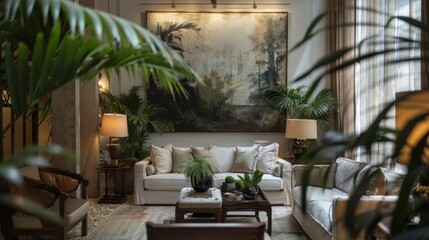 Fototapeta premium Cozy room with elegant furniture, AI generated image